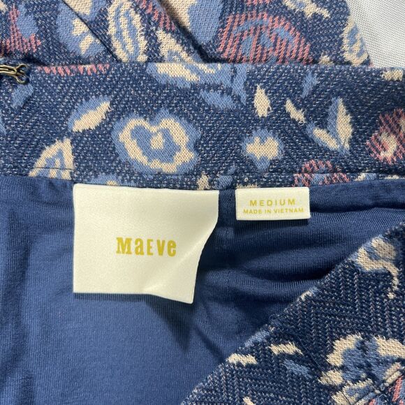 Maeve Anthropologie Pencil Skirt Gertje Blue Floral Midi Knee Length Size Medium - Picture 7 of 8